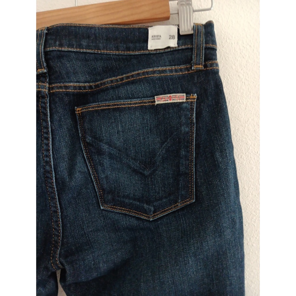 Hudson Krista Jeans Women 28 Stretch Dark Wash Straight Whiskered Sporty Classic - Picture 6 of 11